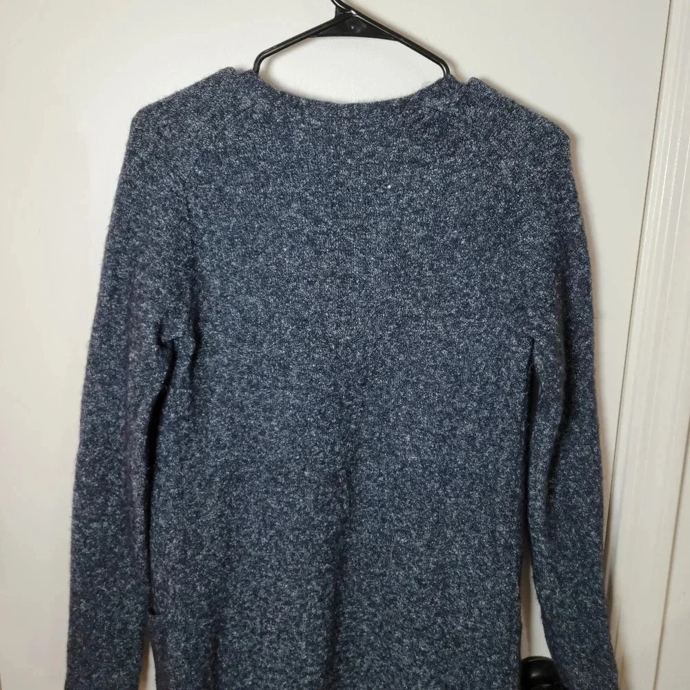 Theory Long Maxi Duster Cardigan Sweater | Size P | Navy Tweed